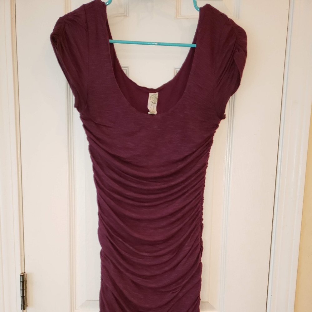 Free People Ruched Purple Dress